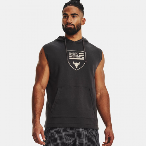 Clothing - Under Armour Project Rock Heavyweight Terry Sleeveless Hoodie | Fitness 